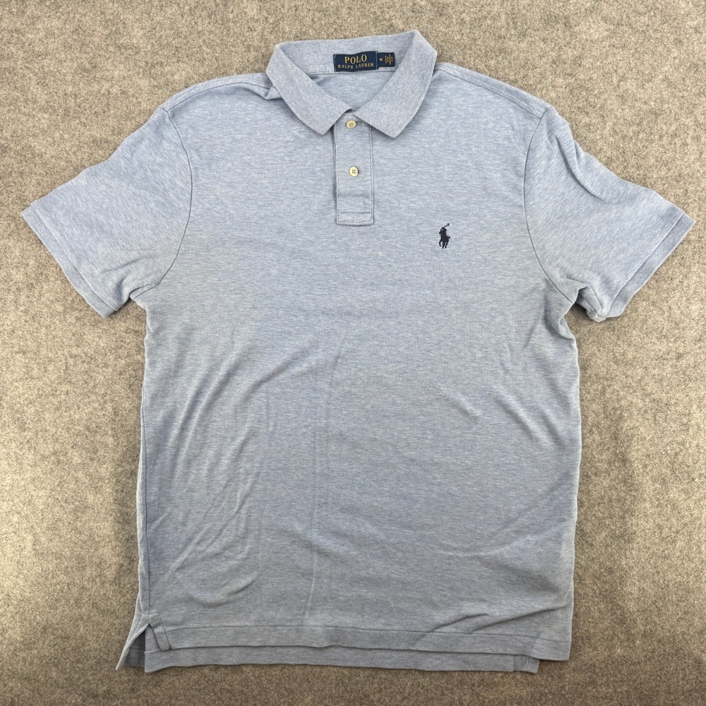 Polo Ralph Lauren Polo Shirt Mens M Light Blue Heather Short Sleeve EUC